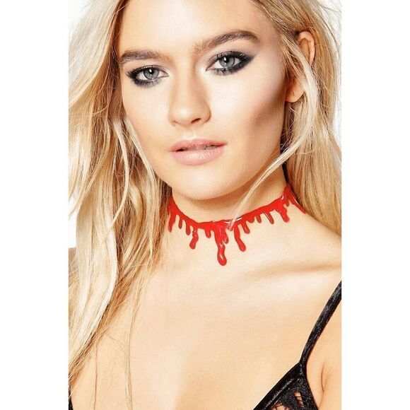🩸 Halloween Vampire Costume Cosplay Dripping Blood Choker Necklace NEW - Picture 15 of 15